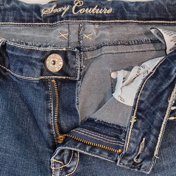 Sexy Couture jeans Boot cut stretch dark wash denim women's junior size 15 - Picture 10 of 16